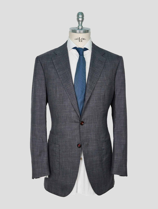 Kiton Gray Cashmere Virgin Wool Silk Suit