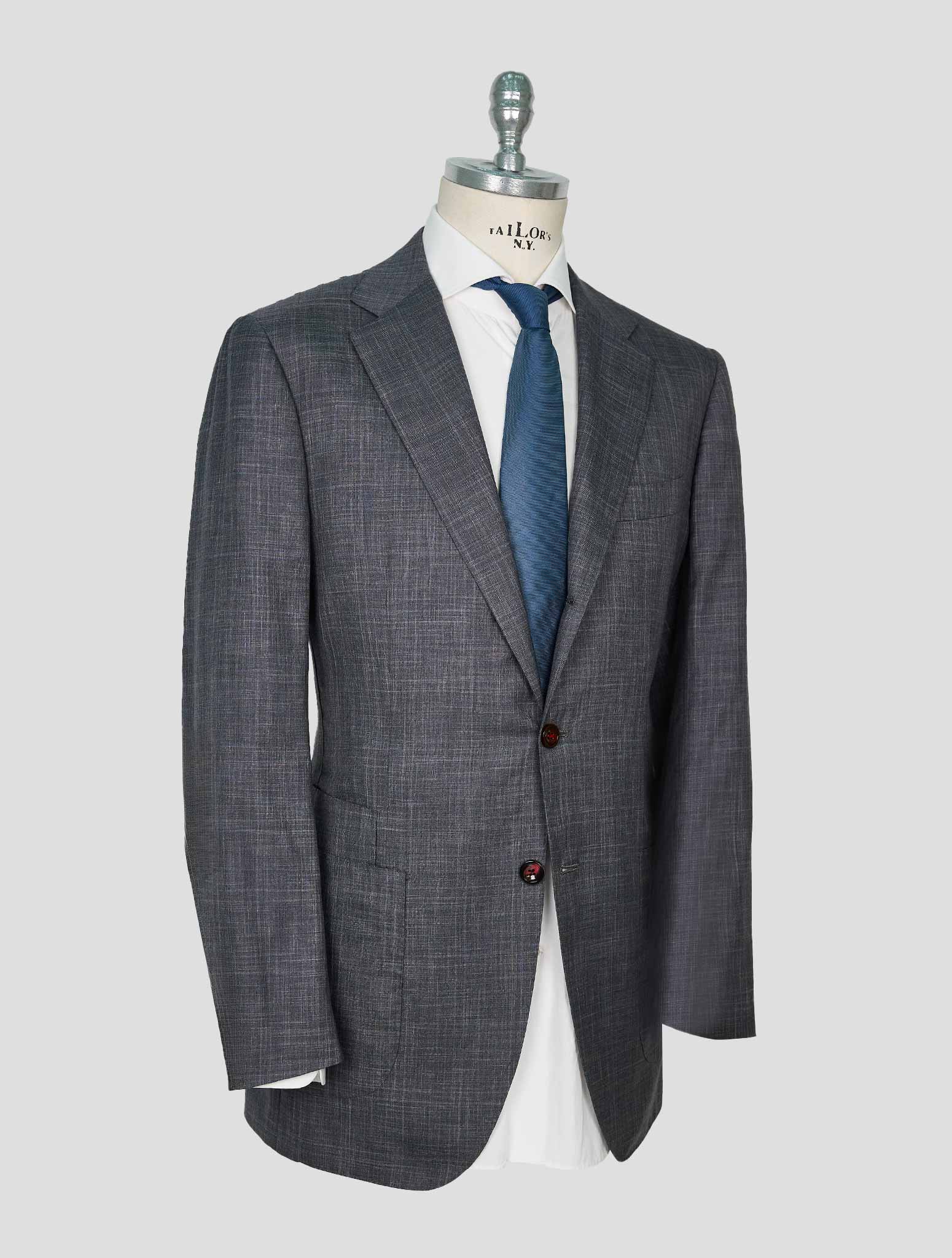 Kiton Gray Cashmere Virgin Wool Silk Suit