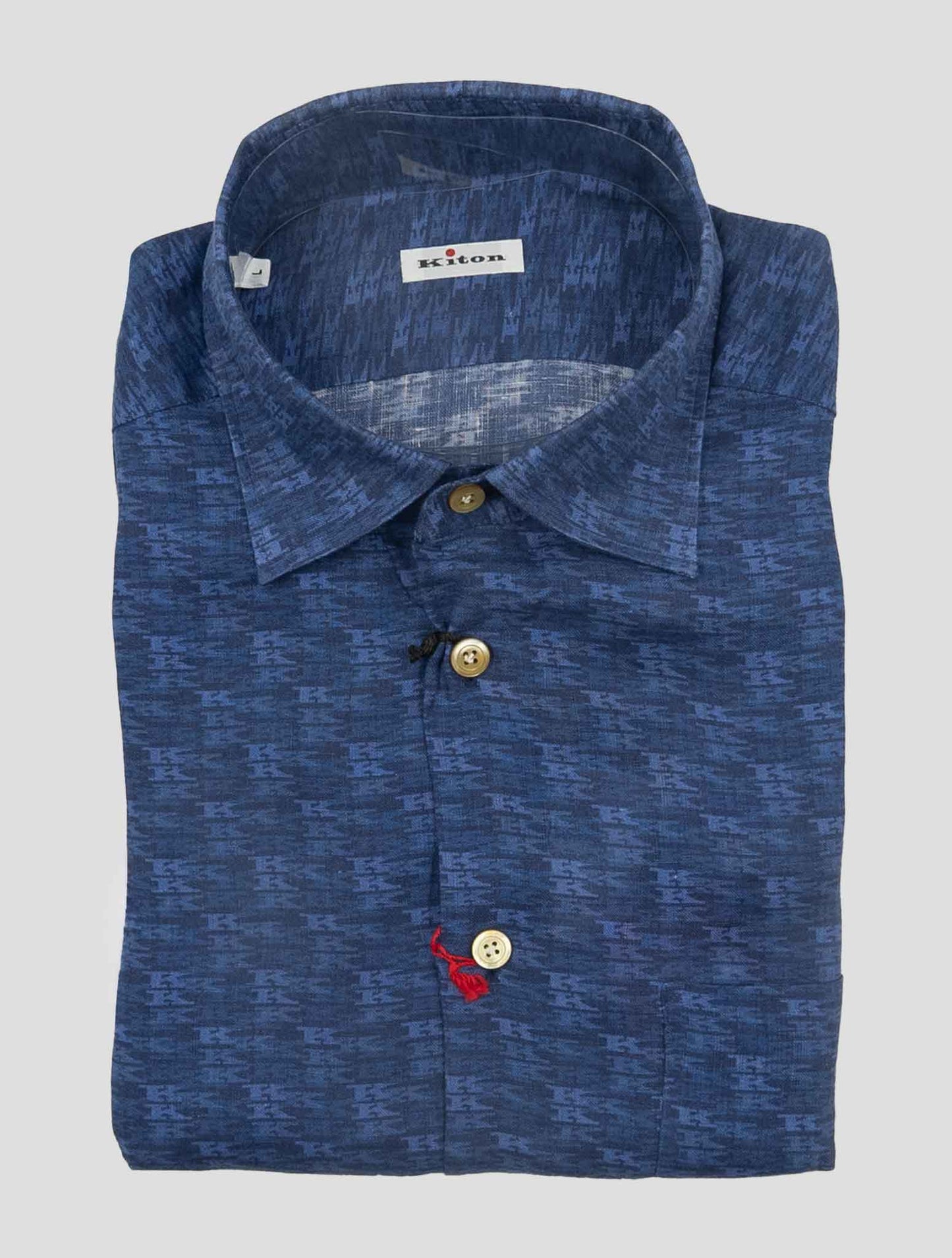 Kiton Blue Linen Shirt Nerano