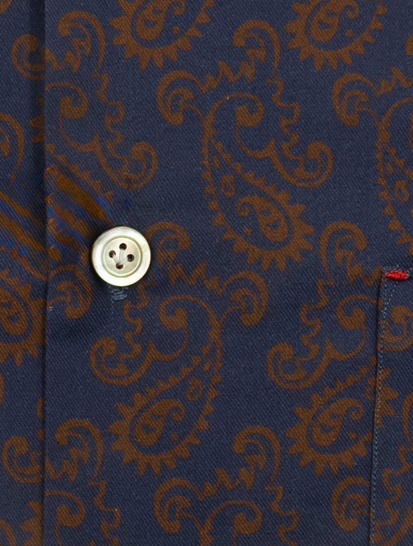 Kiton Blue Orange Cotton Shirt Nerano