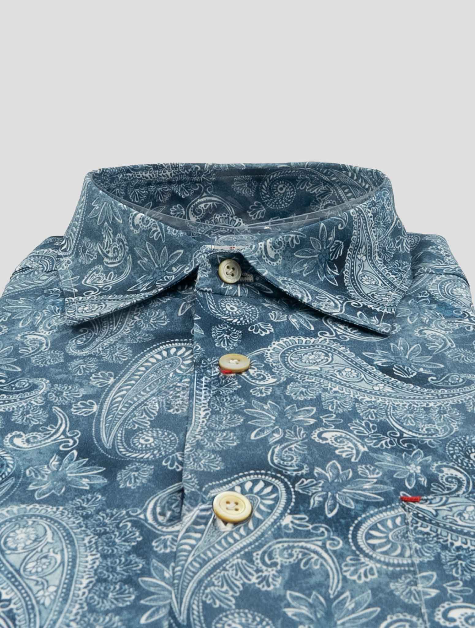 Kiton Blue White Cotton Shirt Nerano