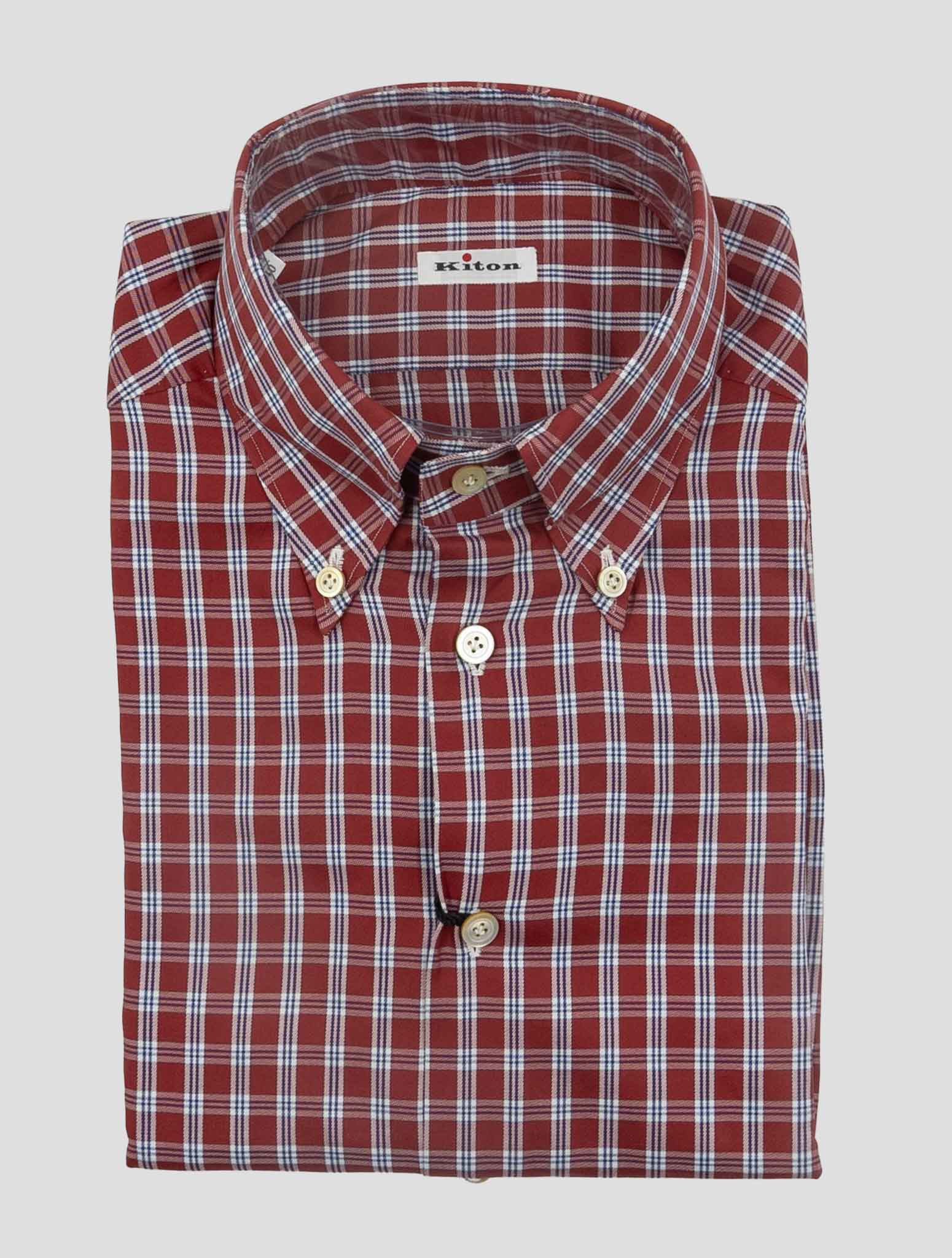 Kiton Red White Cotton Shirt