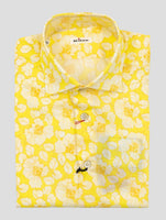 Kiton Yellow White Cotton Shirt