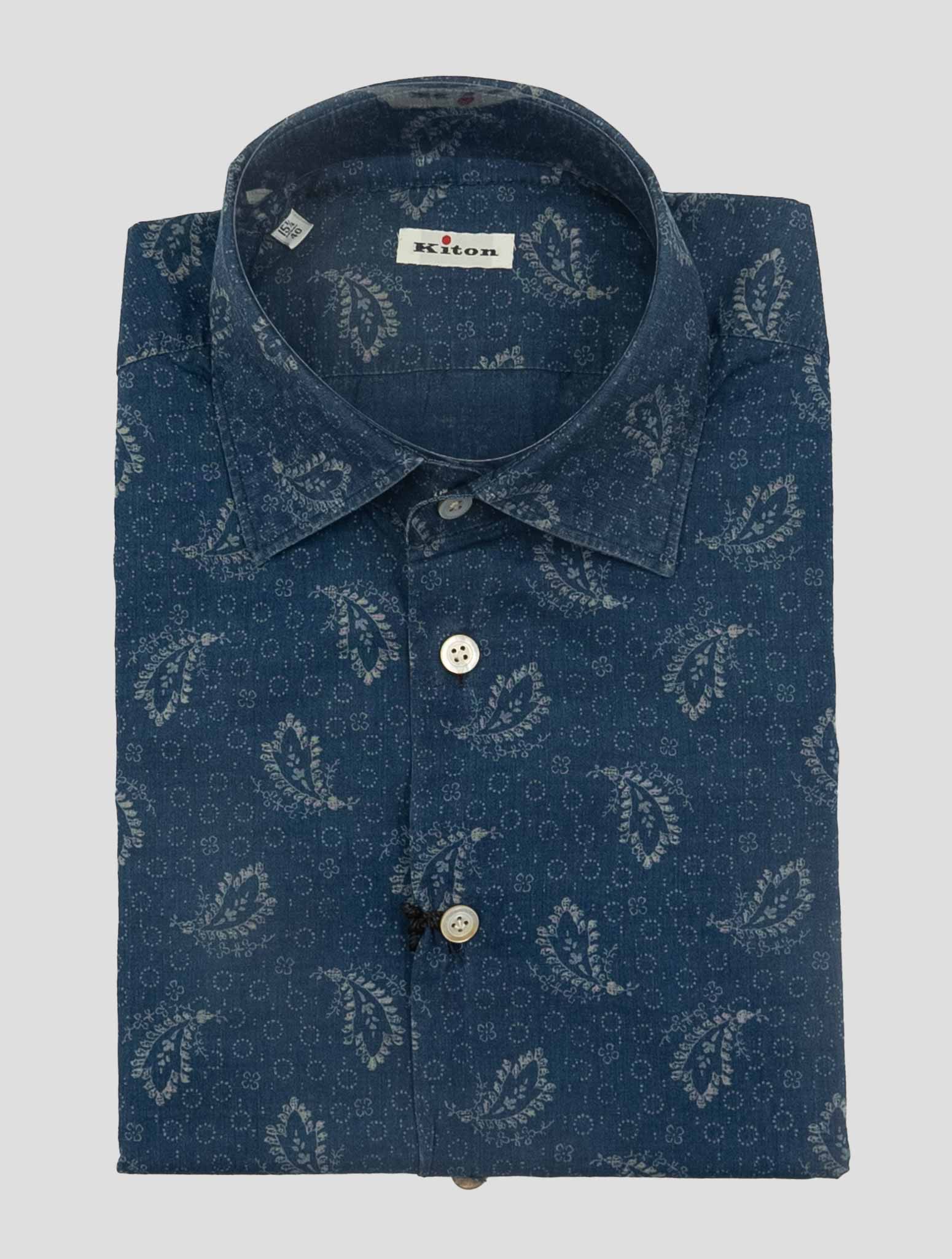 Kiton Blue Cotton Washed Shirt