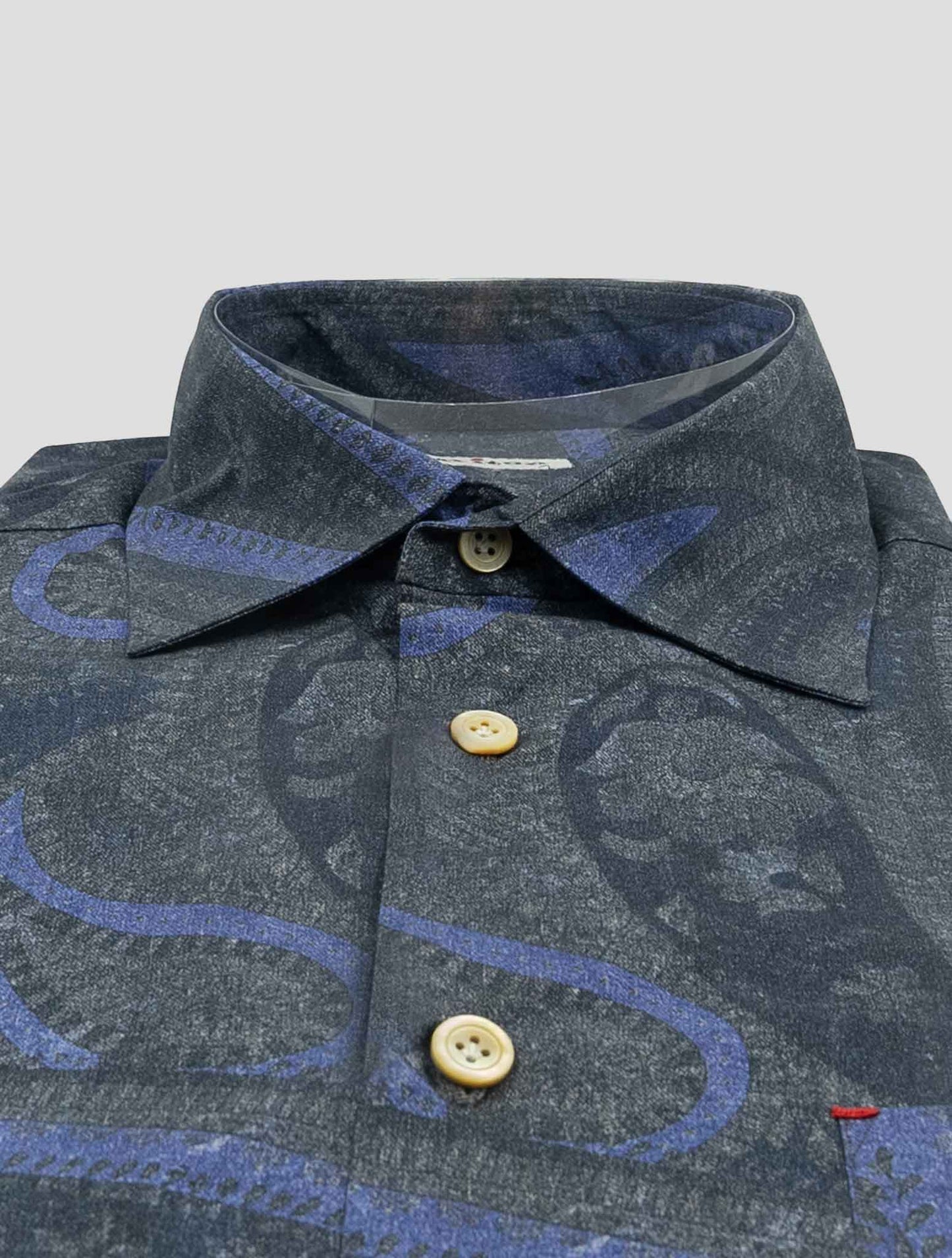 Kiton Blue Gray Cotton Shirt Nerano