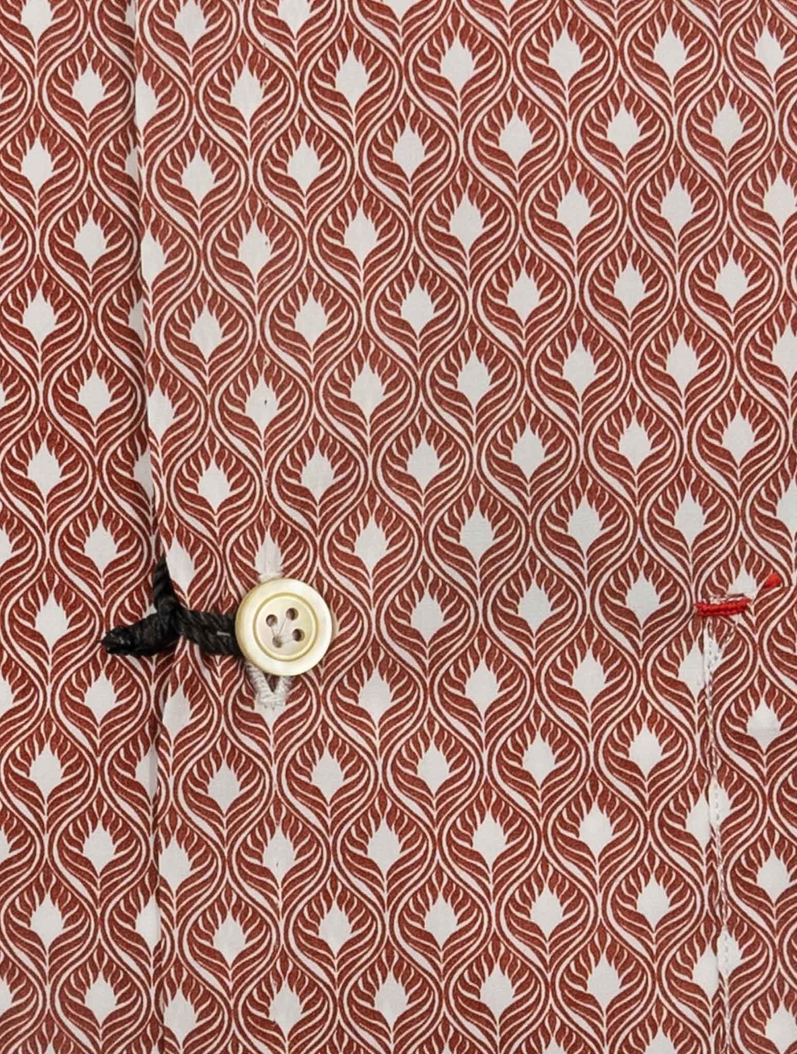 Kiton Red White Cotton Shirt Nerano