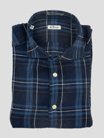 Kiton Blue White Linen Shirt