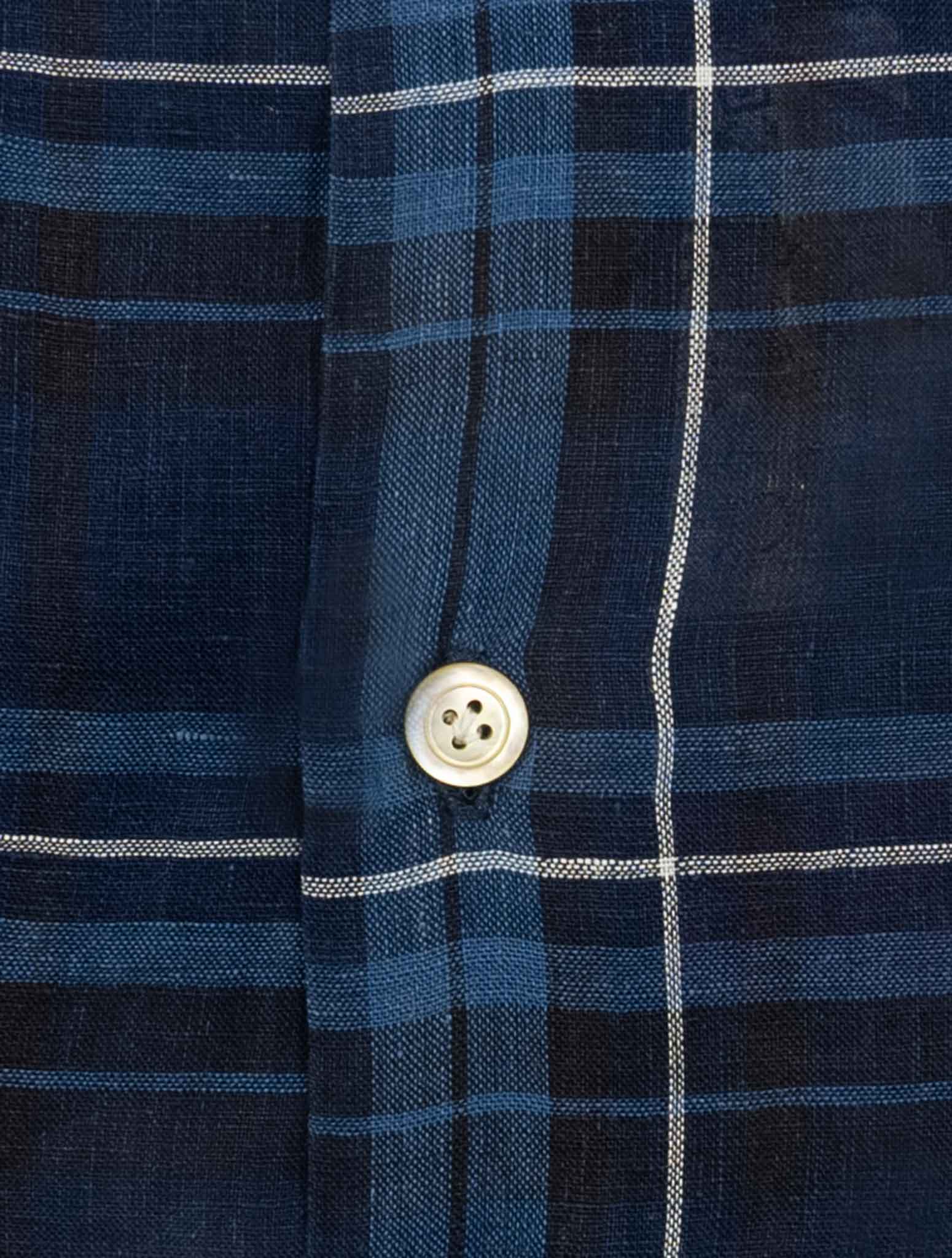 Kiton Blue White Linen Shirt