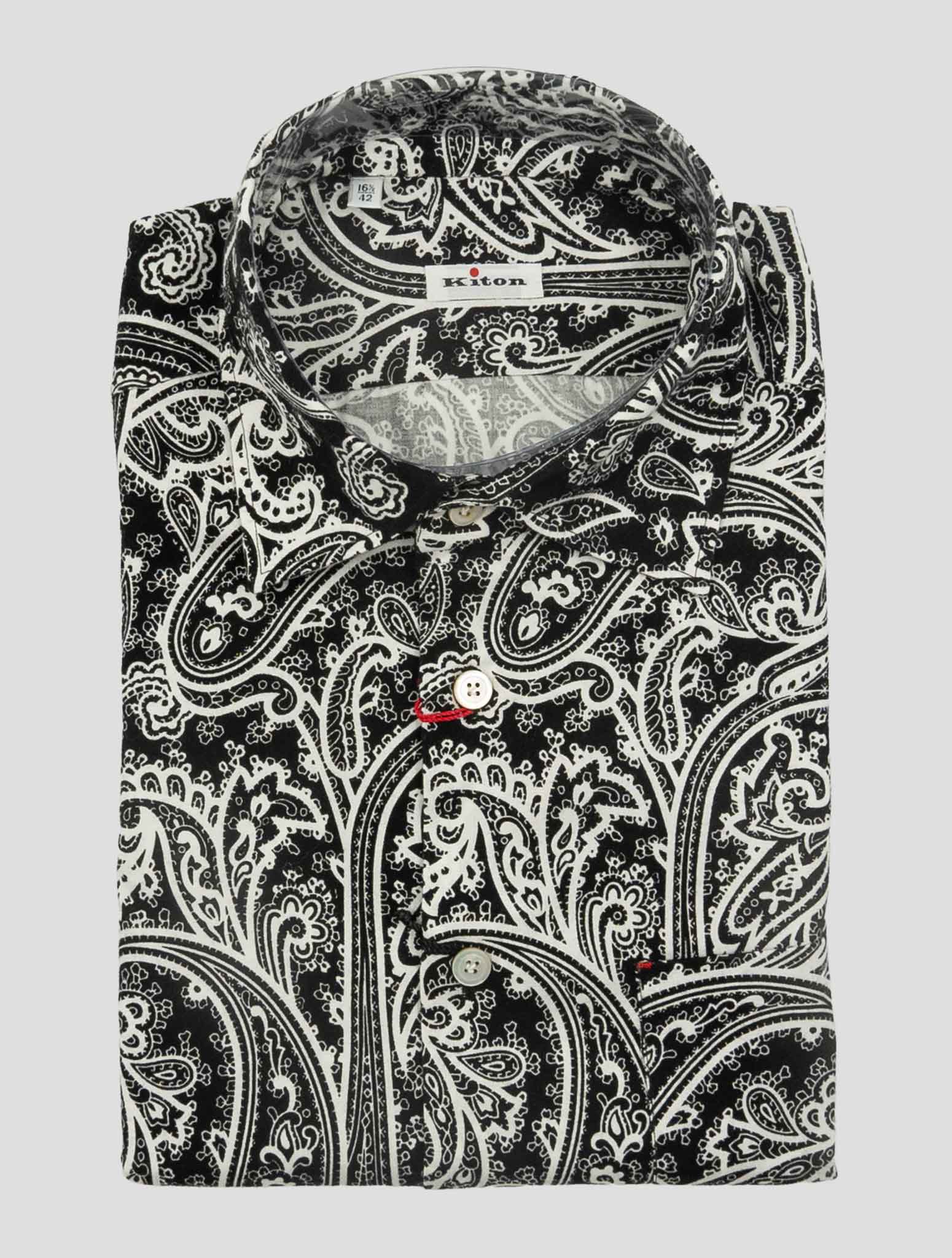 Kiton Black White Cotton Shirt Nerano