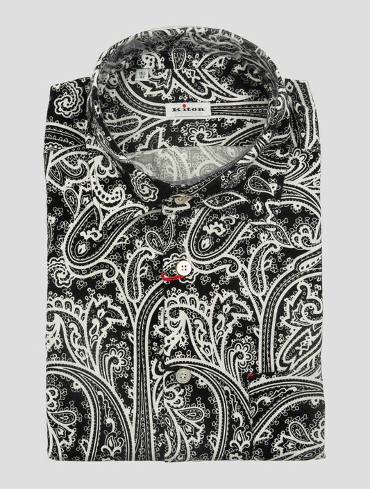 Kiton Black White Cotton Shirt Nerano