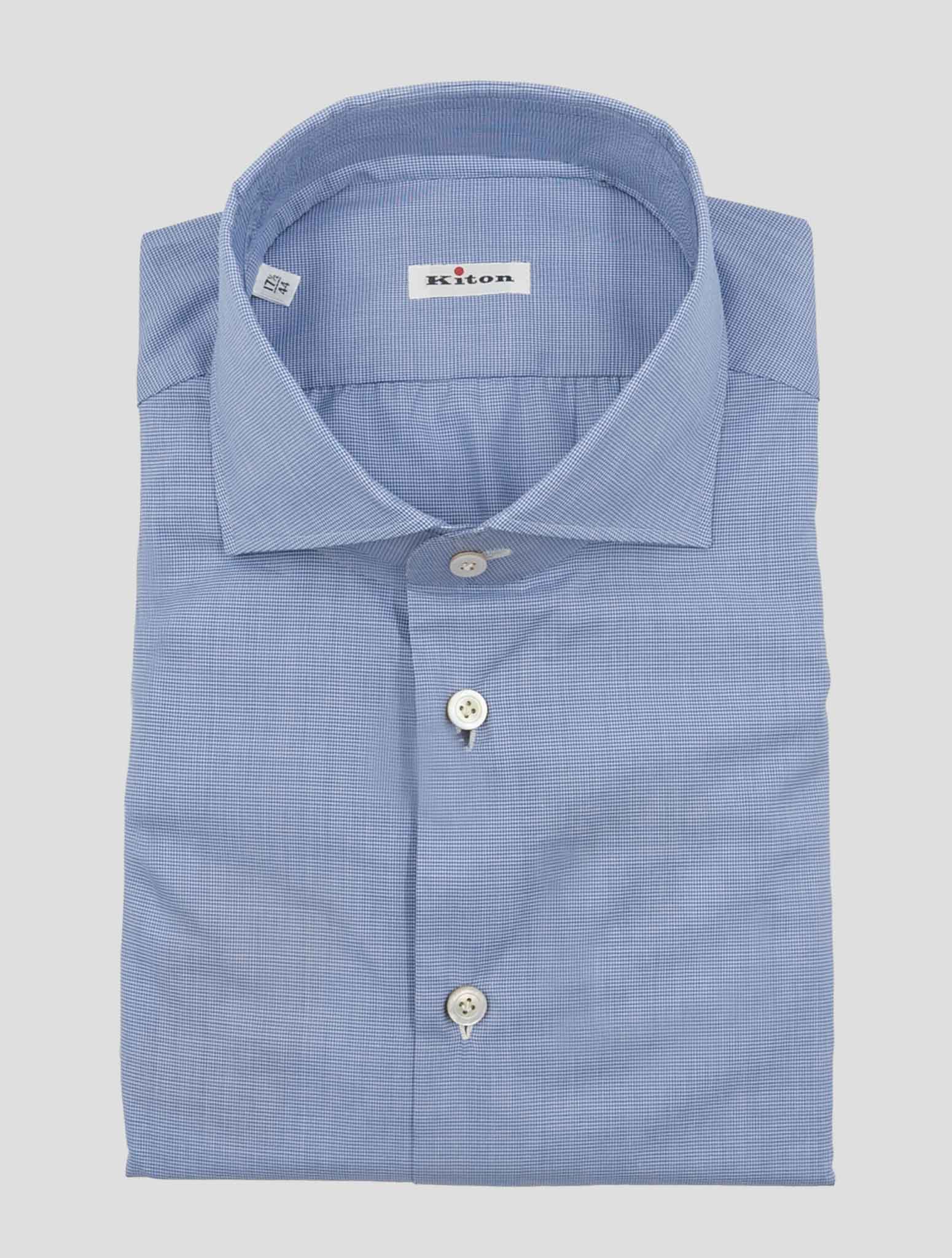 Kiton Light Blue White Cotton Shirt