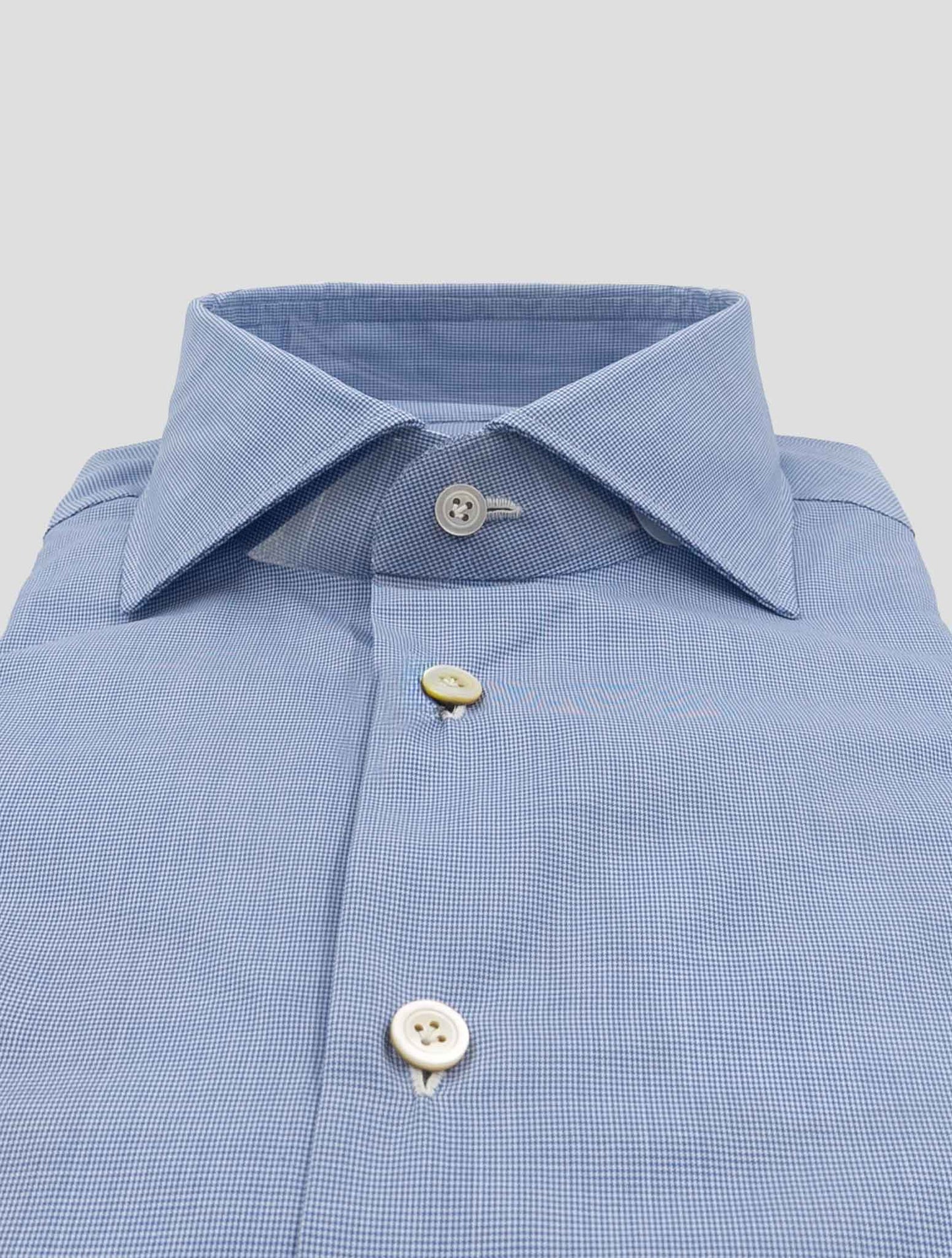 Kiton Light Blue White Cotton Shirt