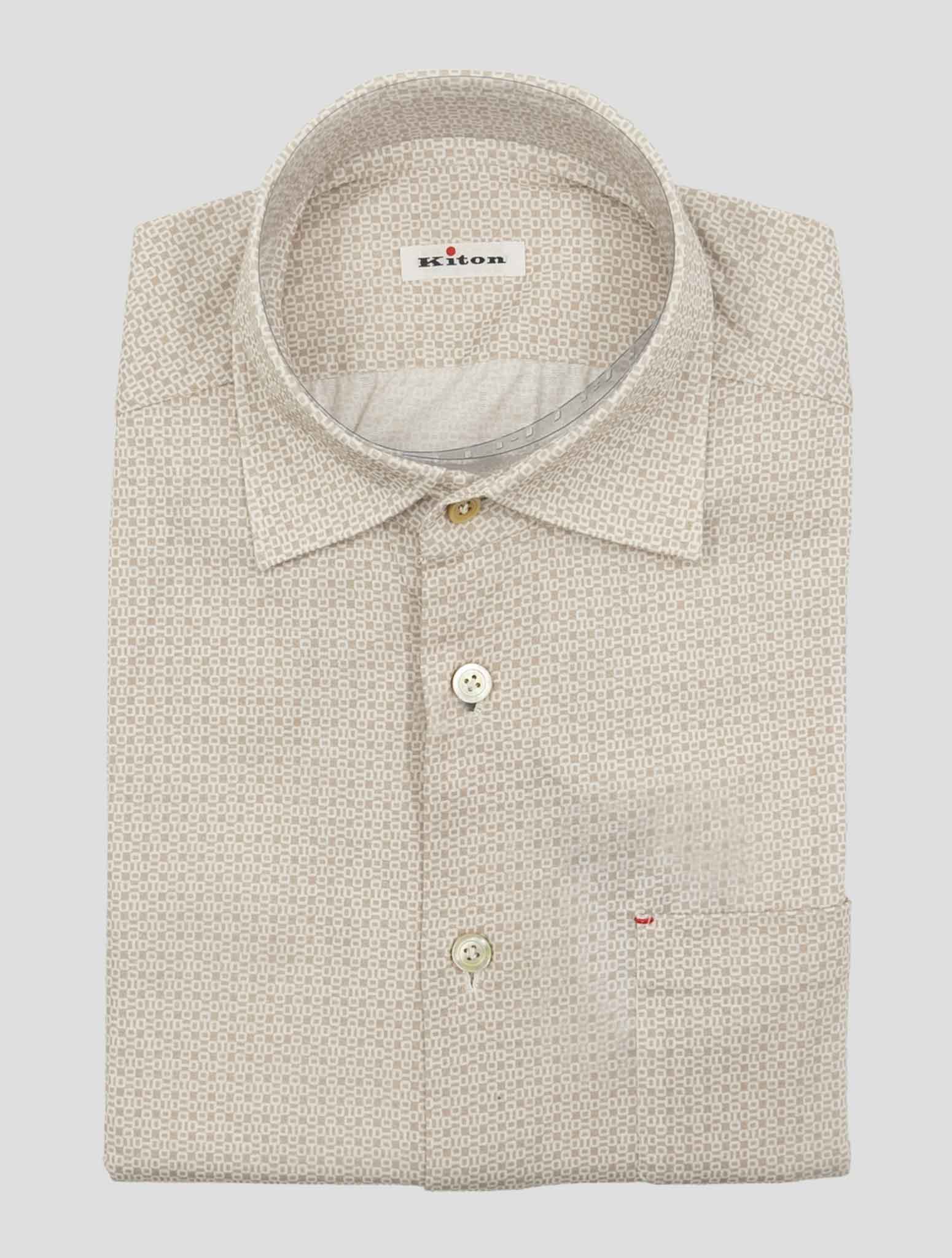 Kiton Beige White Cotton Shirt Nerano