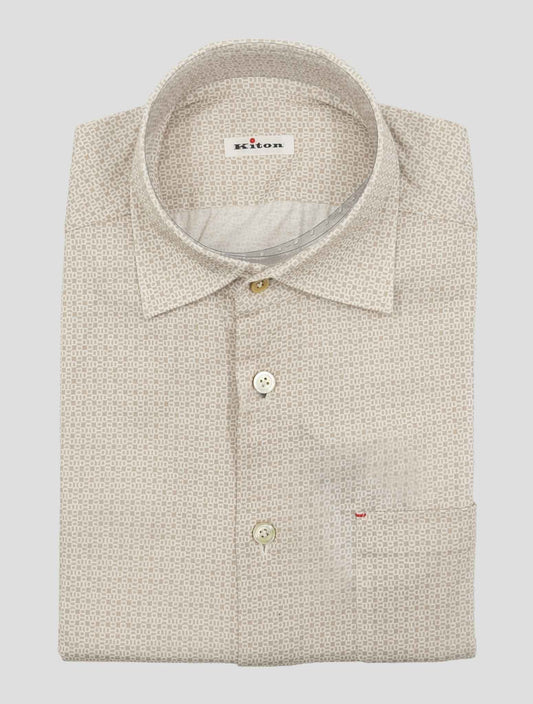 Kiton Beige White Cotton Shirt Nerano