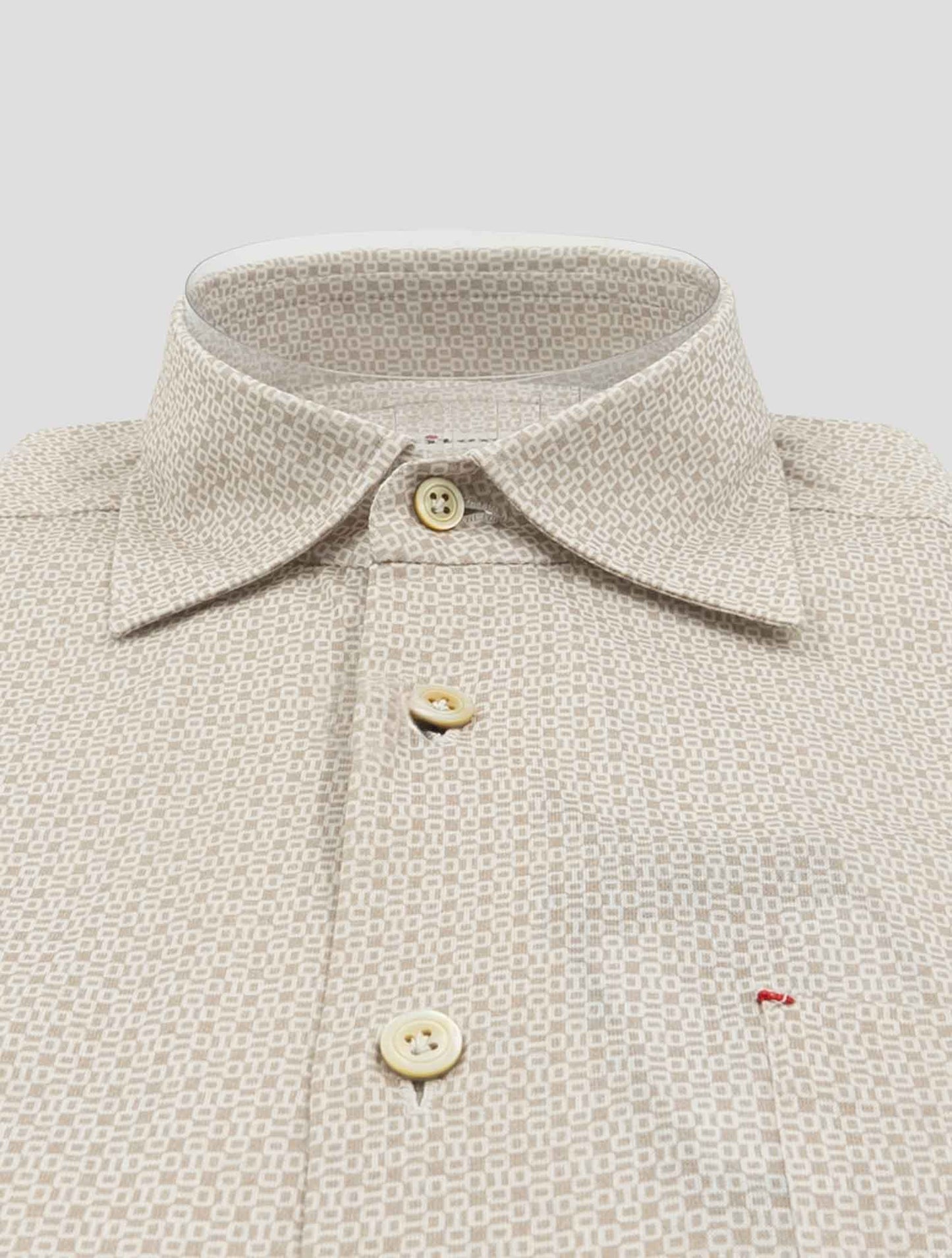 Kiton Beige White Cotton Shirt Nerano