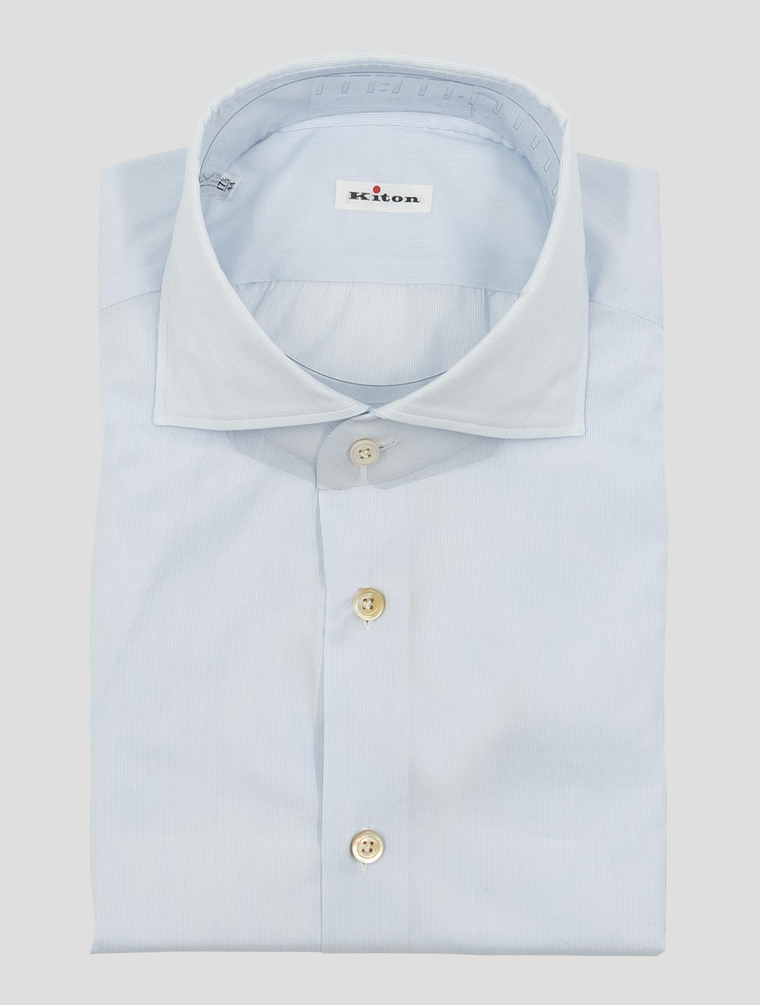 Kiton Light Blue White Cotton Shirt