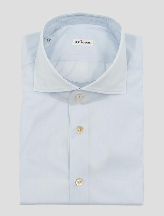 Kiton Light Blue White Cotton Shirt