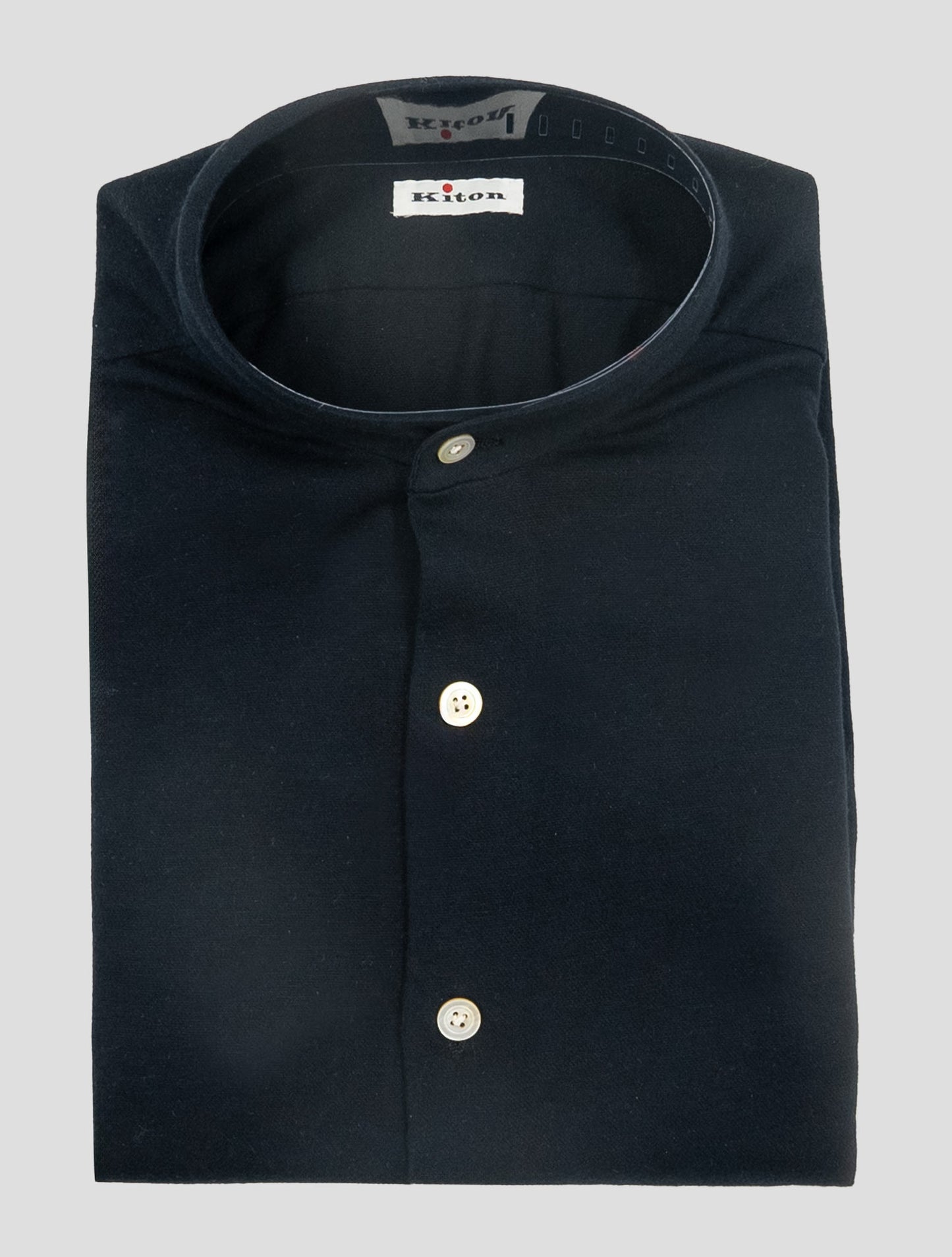 Kiton Blue Navy Cotton Cashmere Korean Shirt