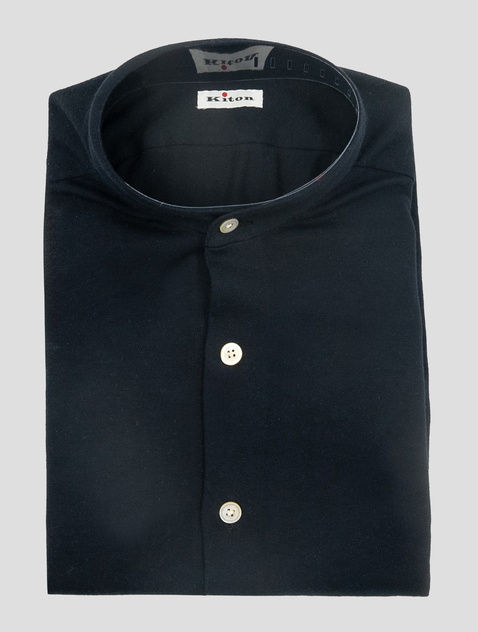 Kiton Blue Navy Cotton Cashmere Korean Shirt