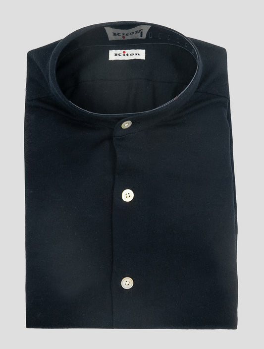 Kiton Blue Navy Cotton Cashmere Korean Shirt