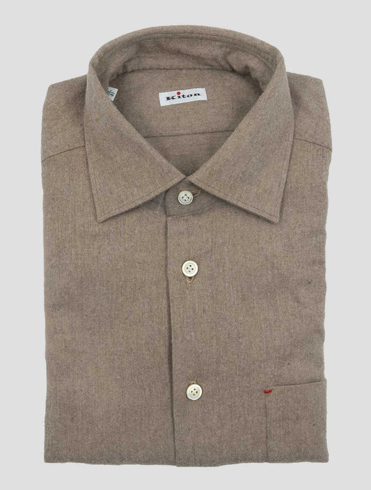 Kiton Beige Cotton Shirt Nerano