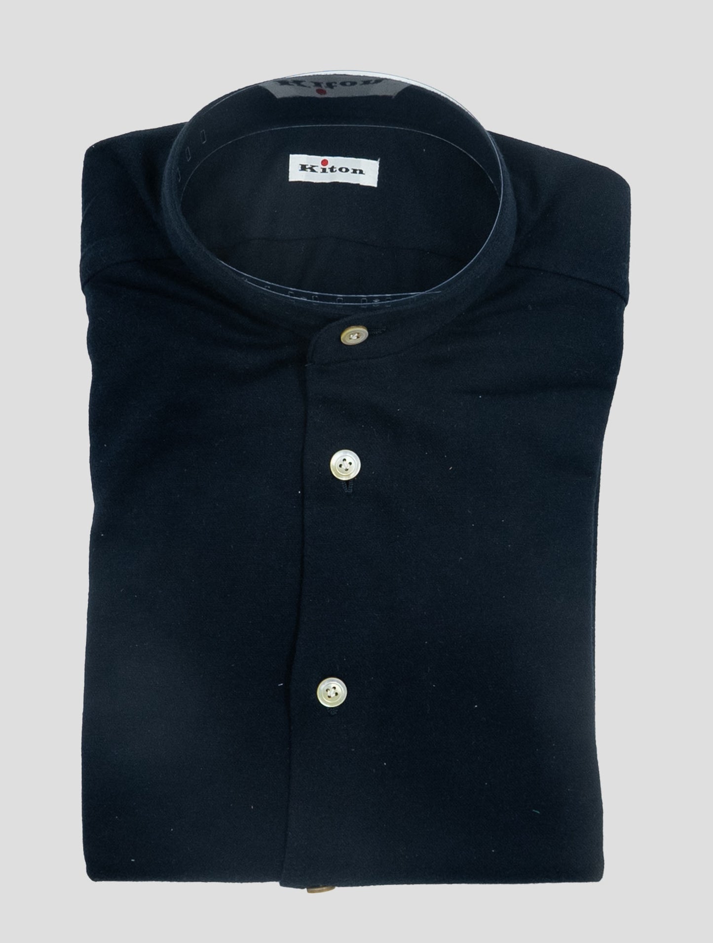 Kiton Blue Navy Cotton Cashmere Korean Shirt