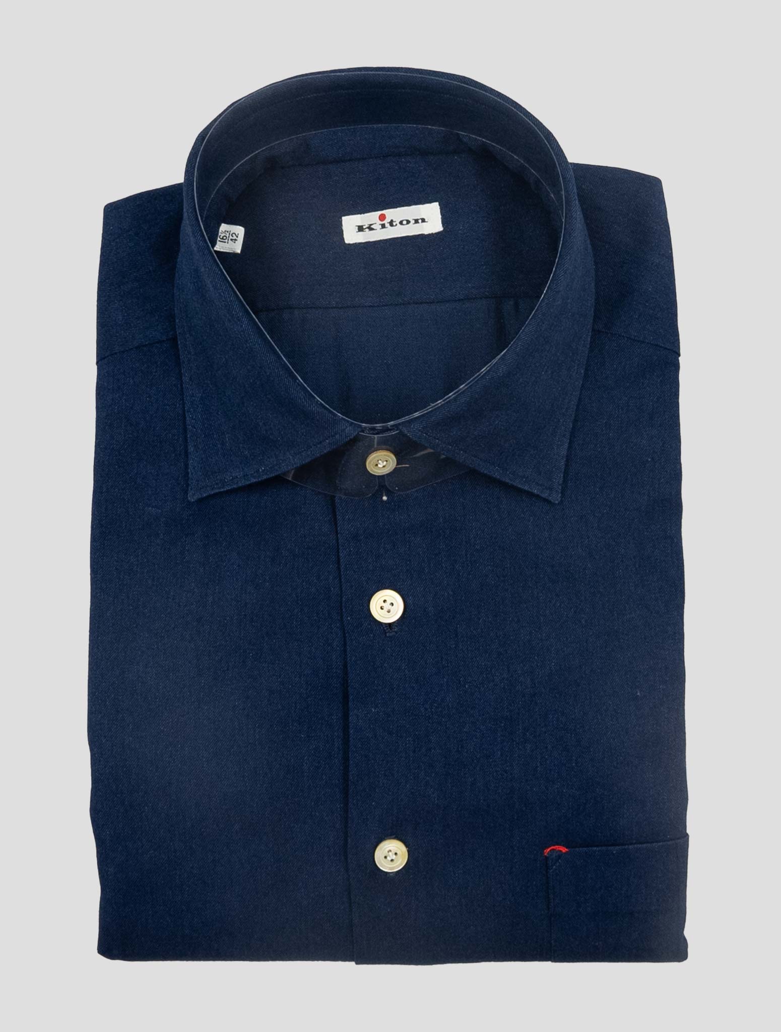 Kiton Denim Cotton Washed Shirt Nerano