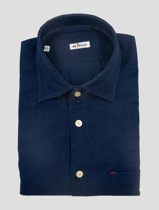 Kiton Denim Cotton Washed Shirt Nerano