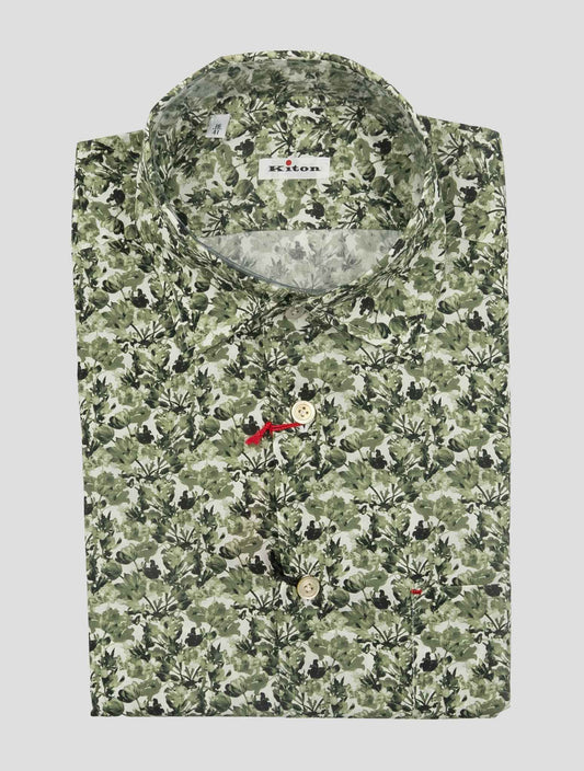 Kiton Green White Cotton Shirt Nerano
