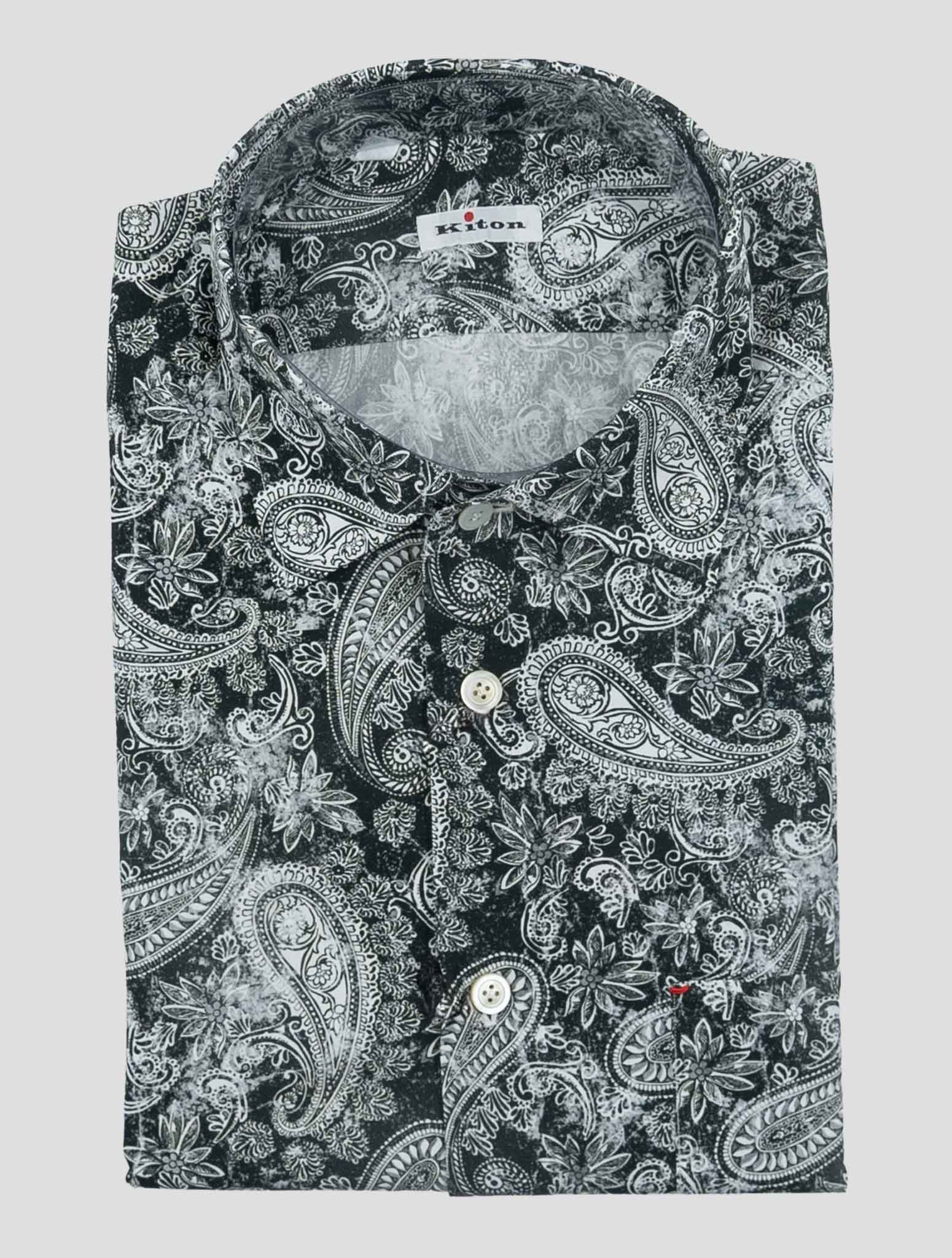 Kiton Black White Cotton Shirt Nerano