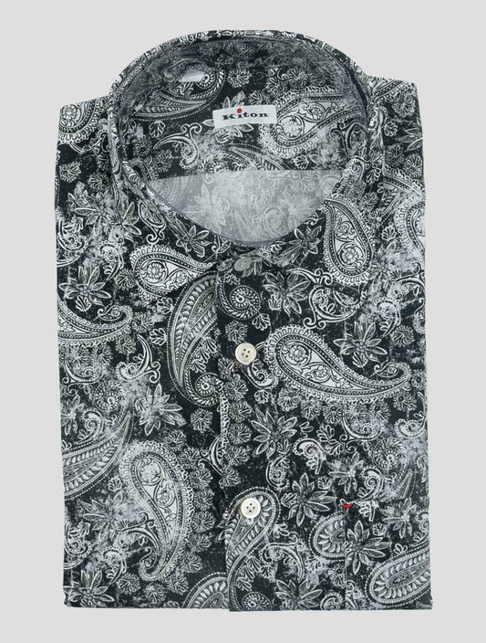 Kiton Black White Cotton Shirt Nerano