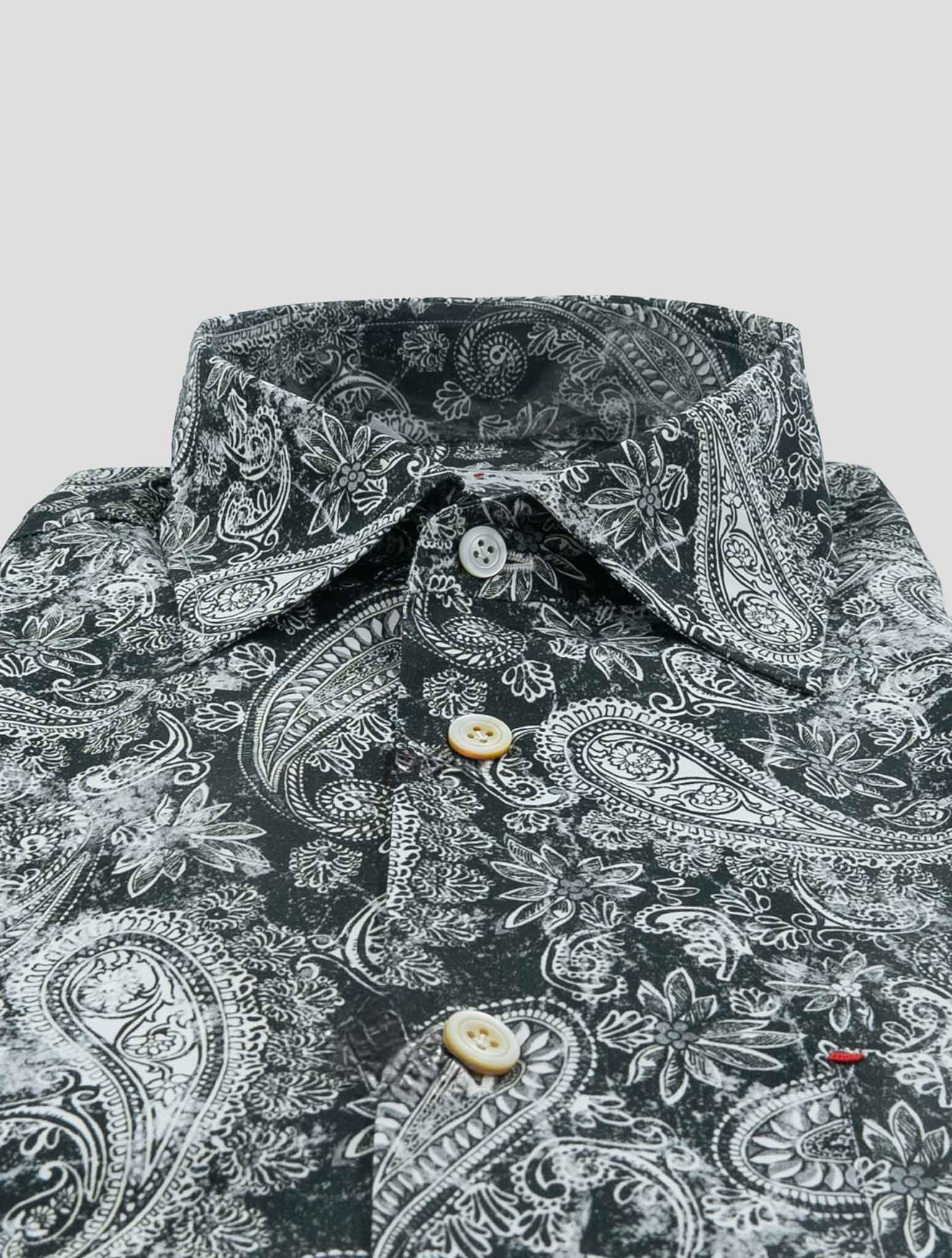 Kiton Black White Cotton Shirt Nerano