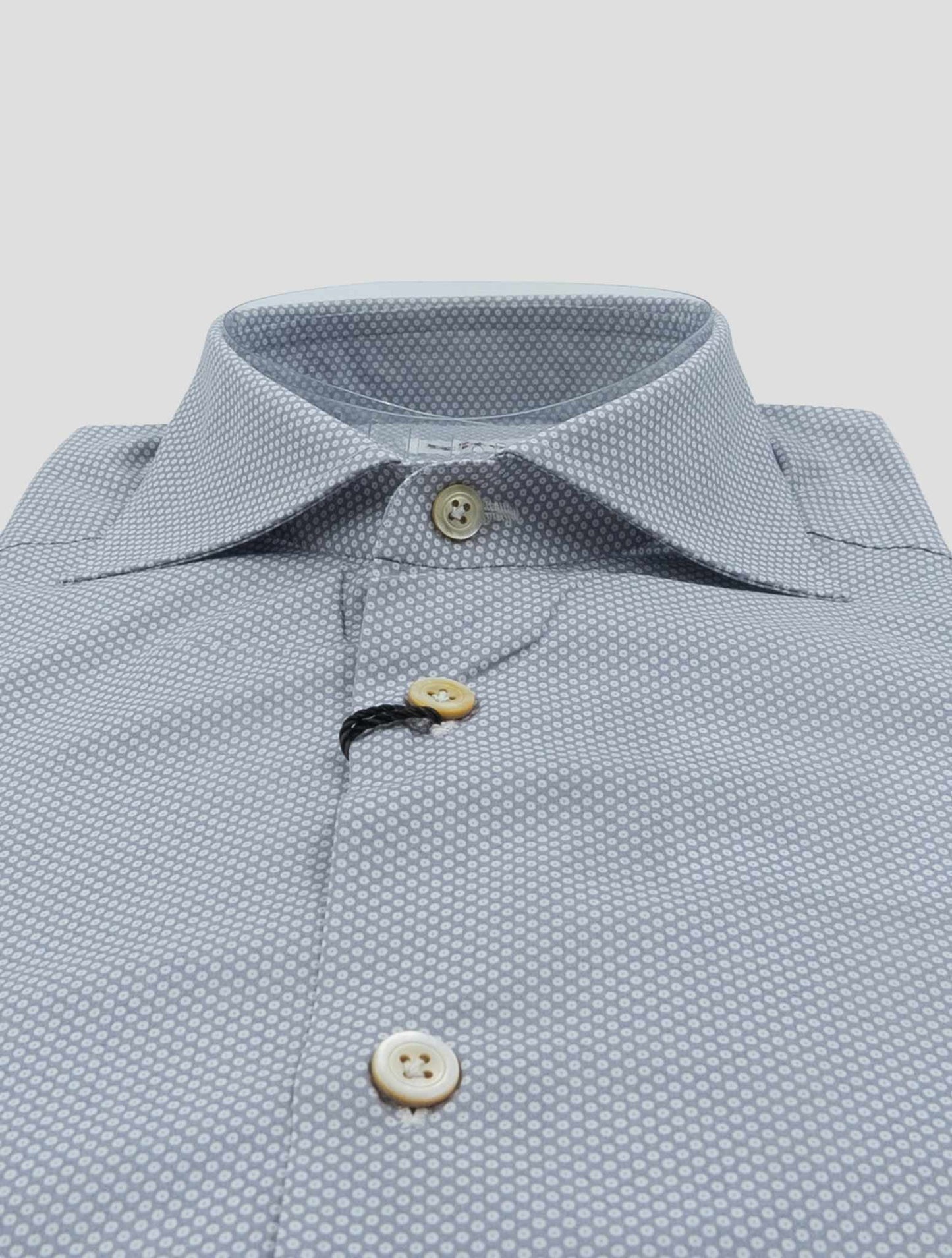 Kiton Gray White Cotton Shirt