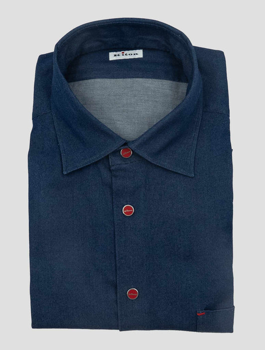 Kiton Denim Cotton Washed Shirt Nerano