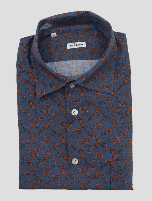 Kiton Blue Red Cotton Shirt Nerano