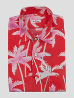 Kiton Red White Cotton Shirt Nerano