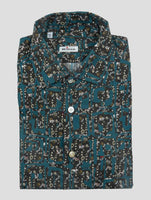 Kiton Blue Brown Cotton Shirt Nerano