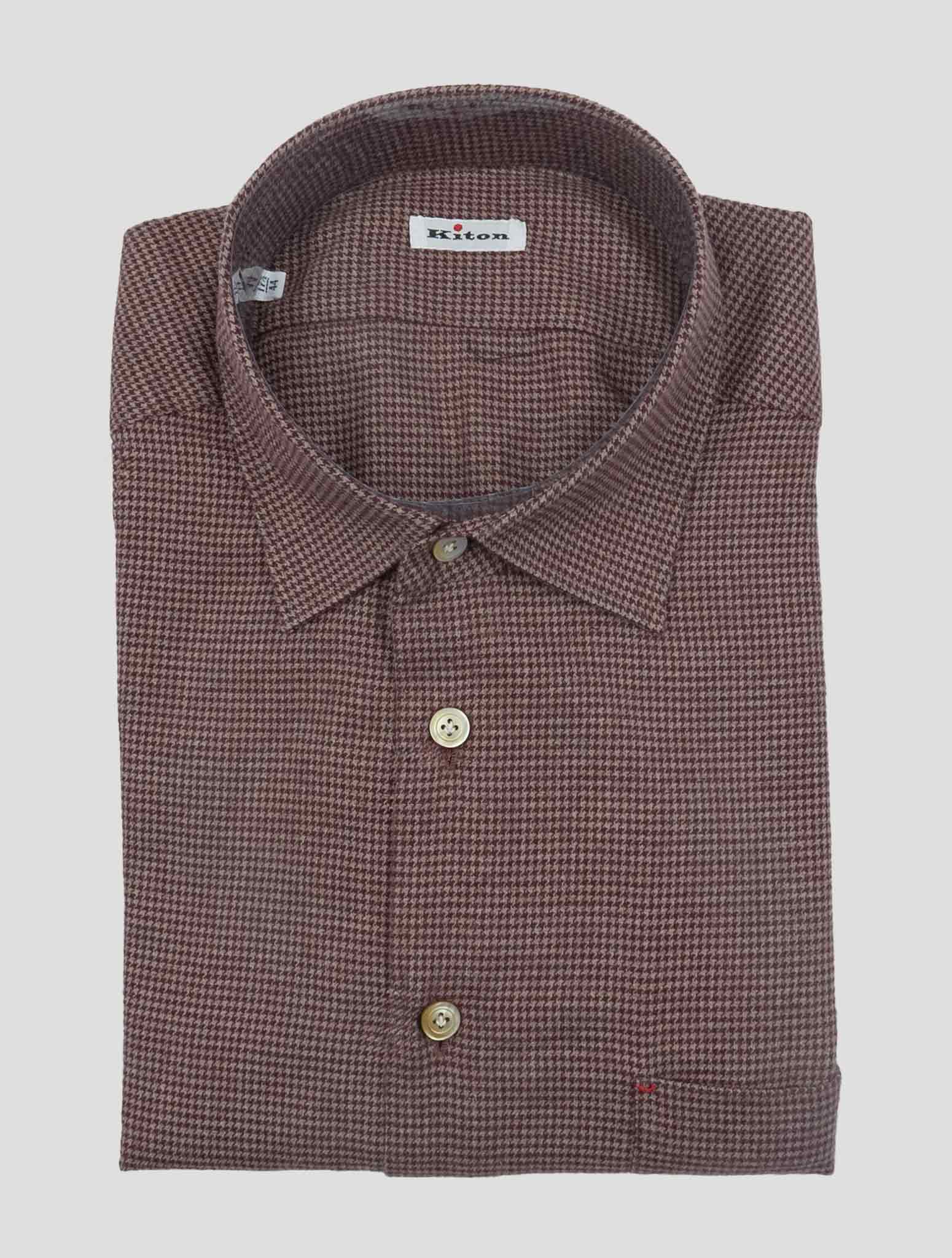 Kiton Burgundy Gray Cotton Shirt Nerano