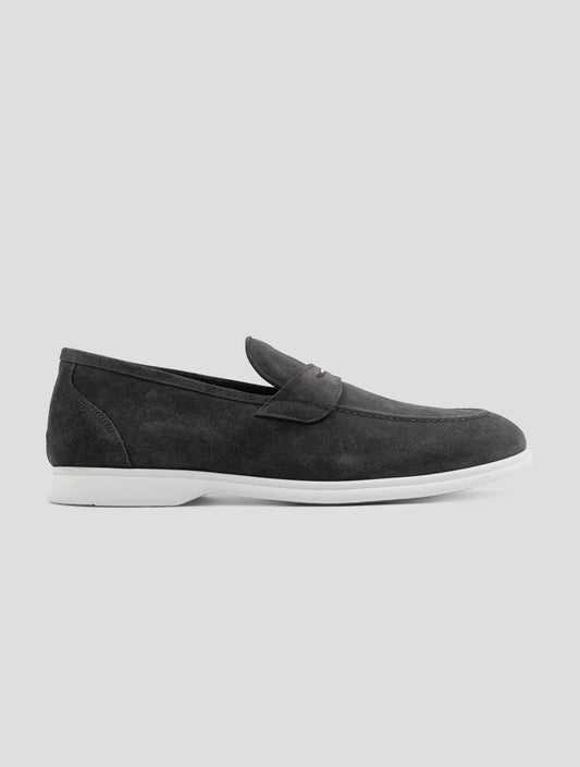 Kiton Gray Leather Suede Loafers