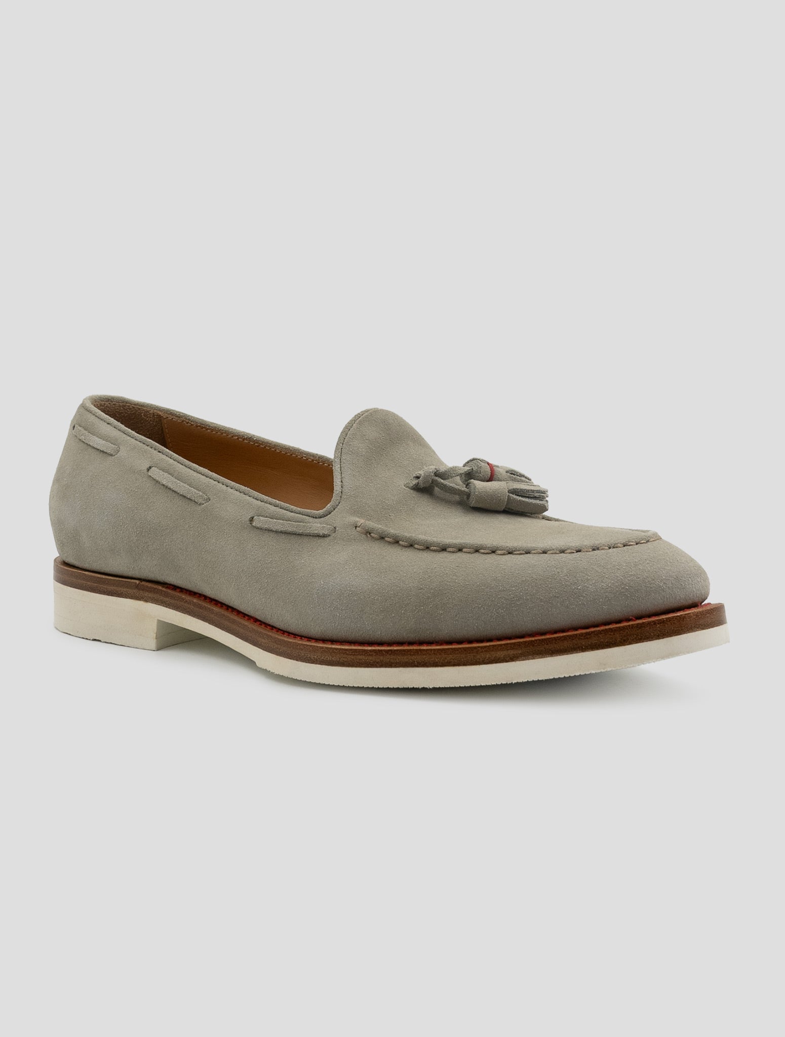 Kiton Gray Leather Suede Loafers