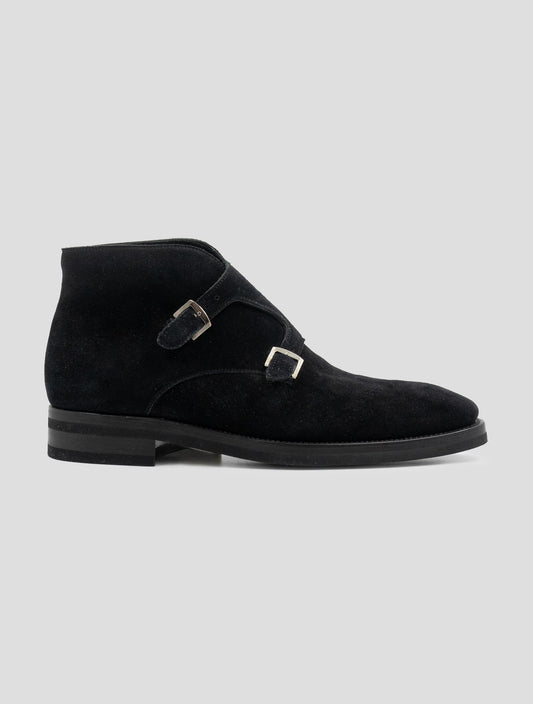 Kiton Black Leather Suede Shoes Boots
