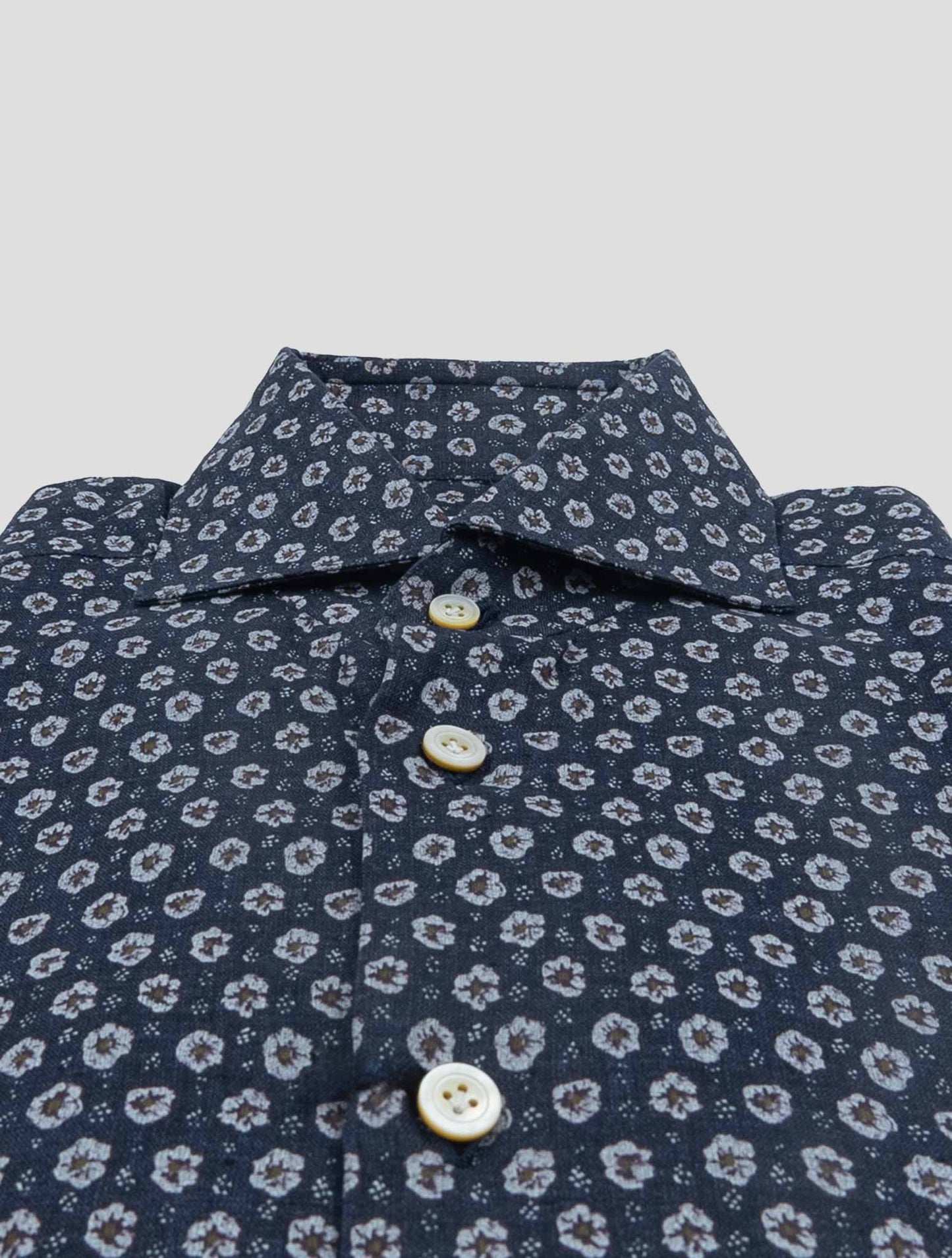 Kiton Blue White Linen Shirt