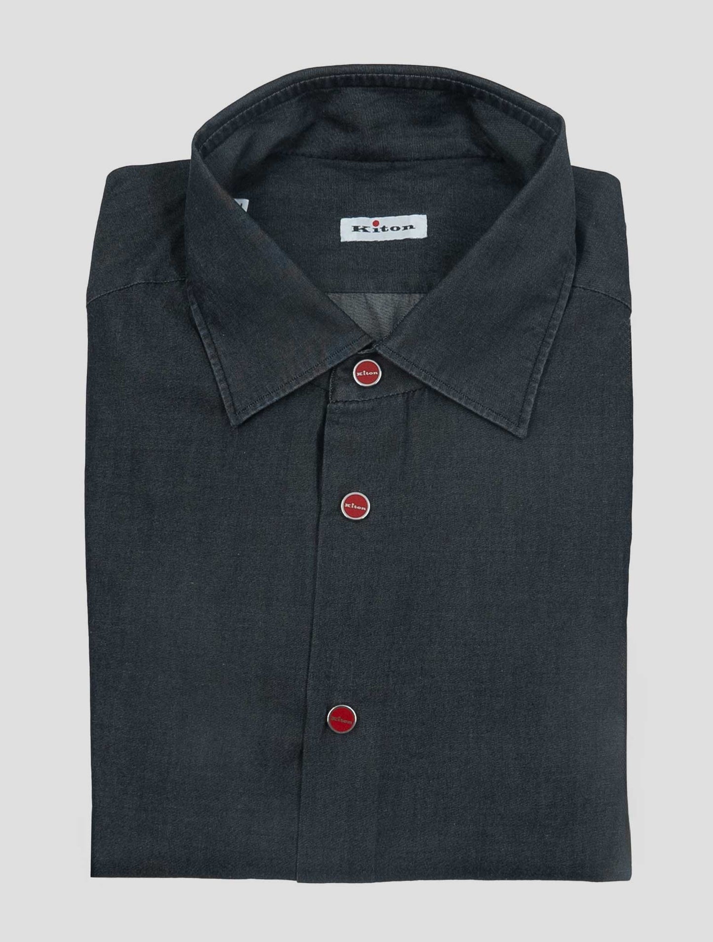Kiton Gray Cotton Washed Shirt