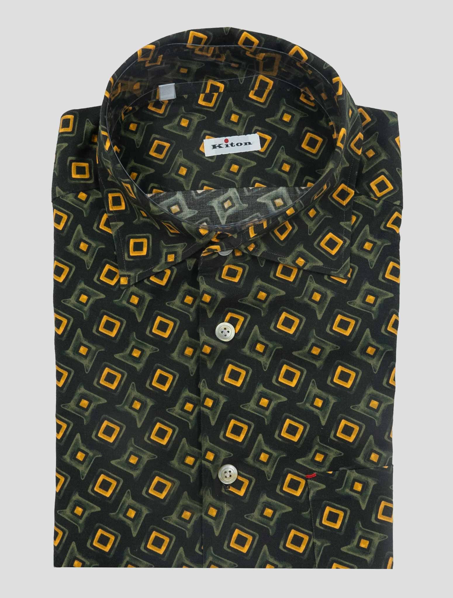 Kiton Green Yellow Cotton Shirt Nerano
