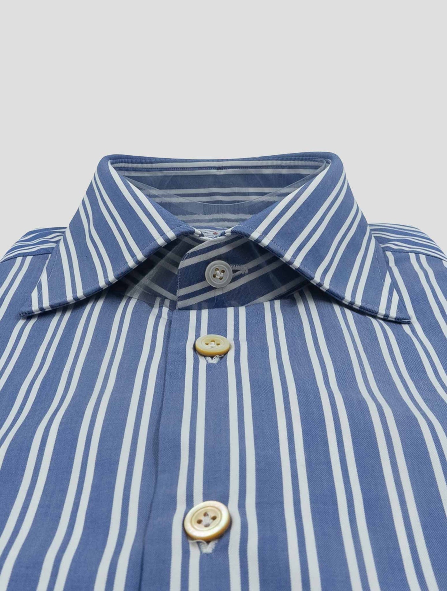 Kiton Light Blue White Cotton Shirt