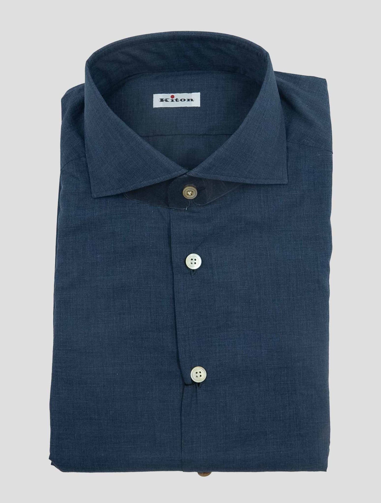 Kiton Blue Cotton Shirt
