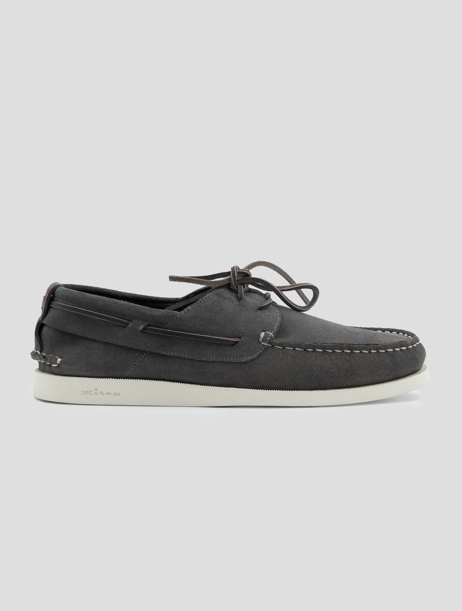 Kiton Gray Leather Suede Loafers