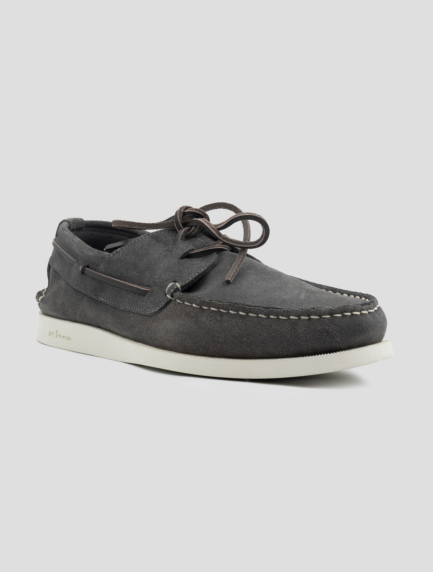 Kiton Gray Leather Suede Loafers