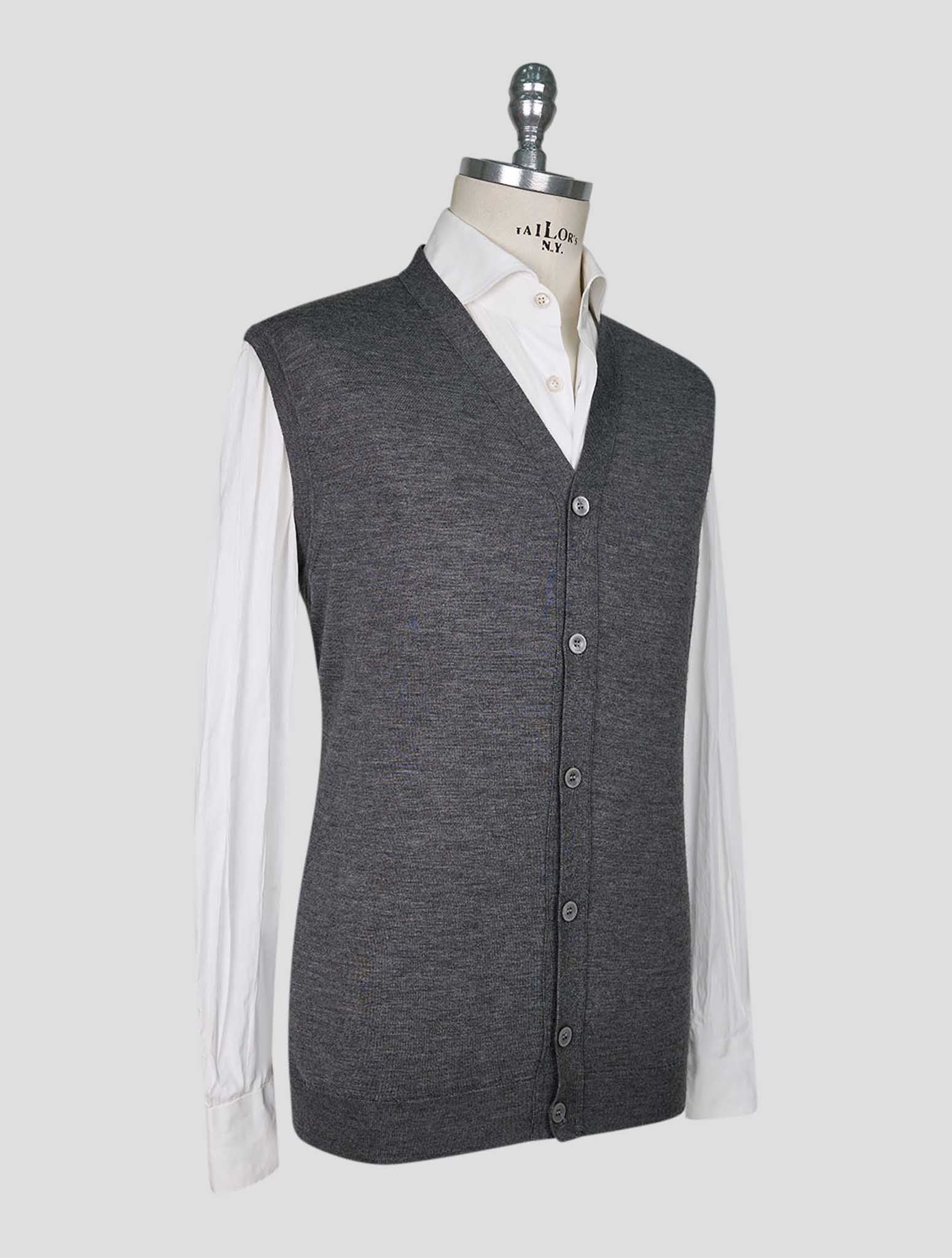 Kiton Gray Wool Cashmere Cardigan