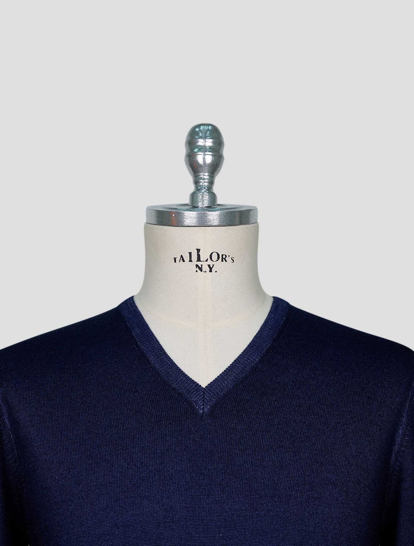Kiton Blue Wool Sweater V-Neck